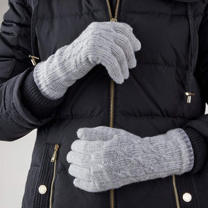 VIA Gloves Dove Grey Recycled Cable Knit Gloves