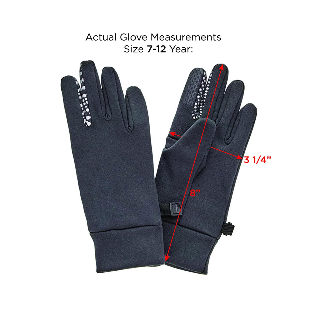 VIA Kid's Go Anywhere Reflective Fleece Gloves Size 7-12 Year Measurements