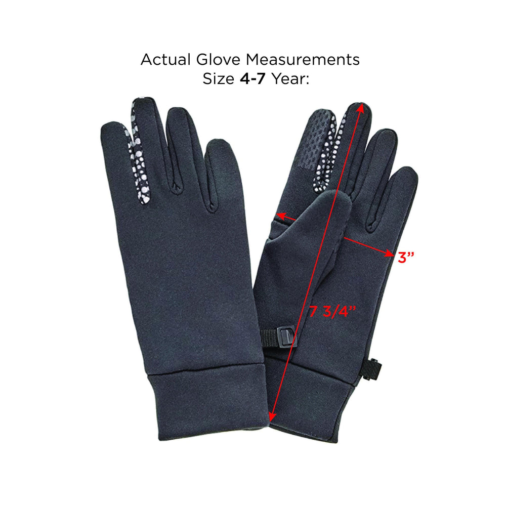VIA Kid's Go Anywhere Reflective Fleece Gloves size 4-7 Year Measurements