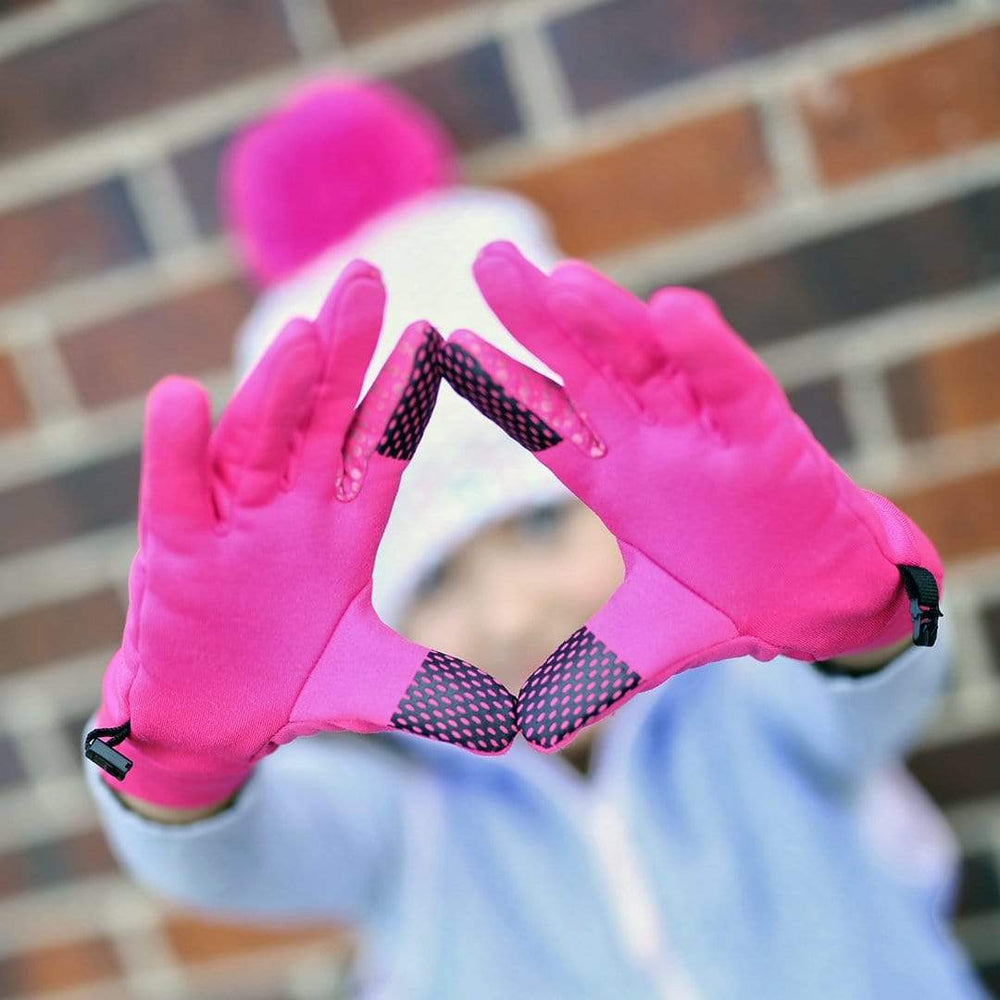 VIA Kid's Pink Go Anywhere Reflective Fleece Gloves with Touch Screen Friendly Fingers