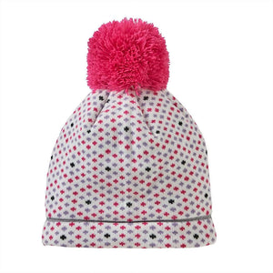 VIA Kid's Pink Print Hat Go Anywhere 2-in-1 Beanie with Tuck Away Mask