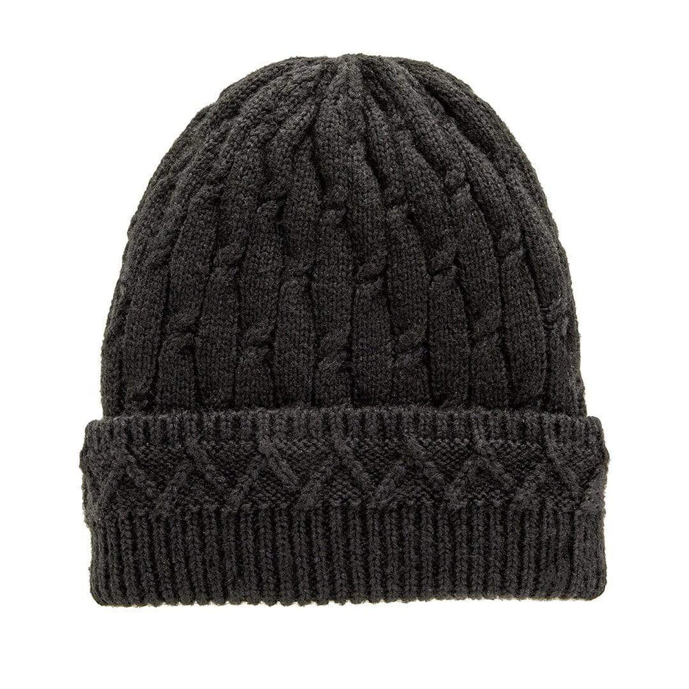 VIA Knit Hat Black Recycled Cable Knit Hat