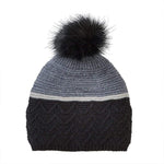 VIA Knit Hat Black Recycled Colorblock Knit Hat with Pom