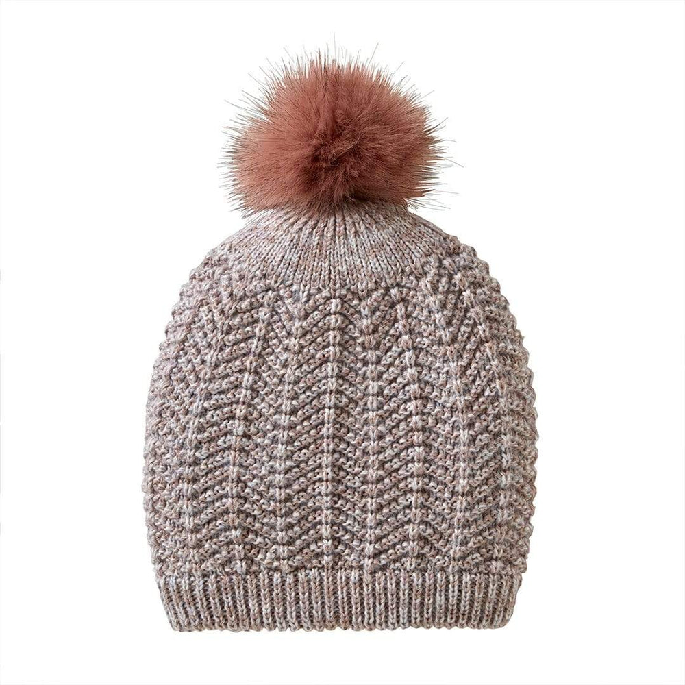 VIA Knit Hat Blush Recycled Slouchy Knit Hat with Pom