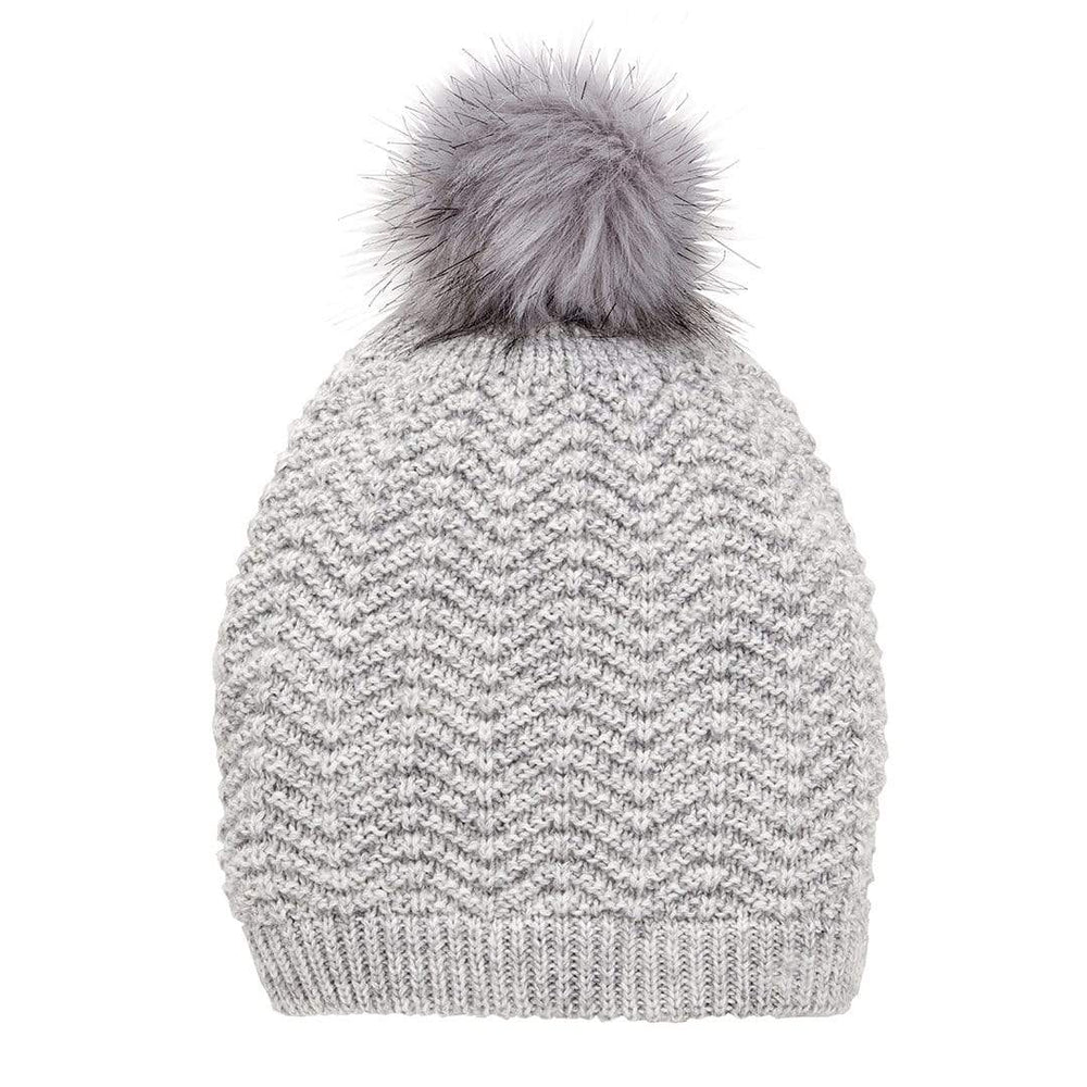 VIA Knit Hat Dove Grey Recycled Slouchy Knit Hat with Pom