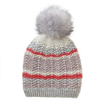 VIA Knit Hat Multi Blush Stripe Recycled Slouchy Knit Hat with Pom